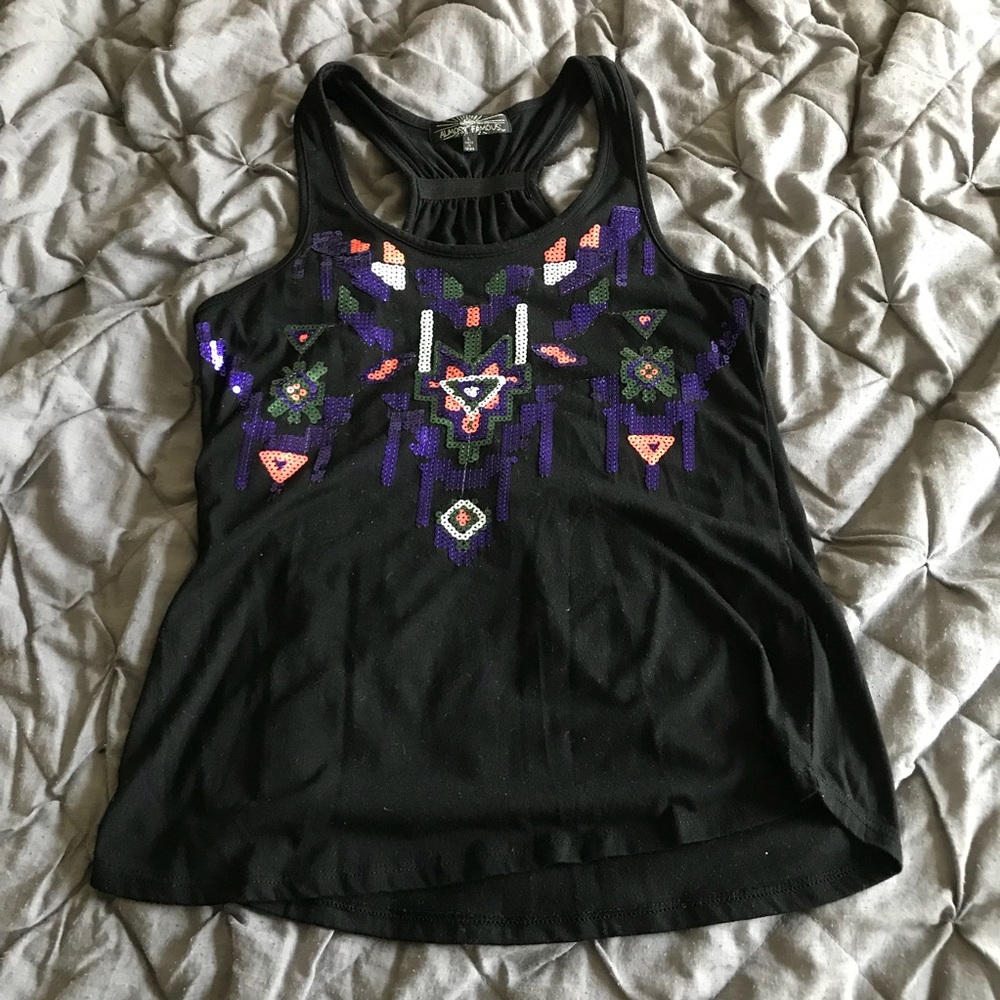 Black Sequin Design Tank